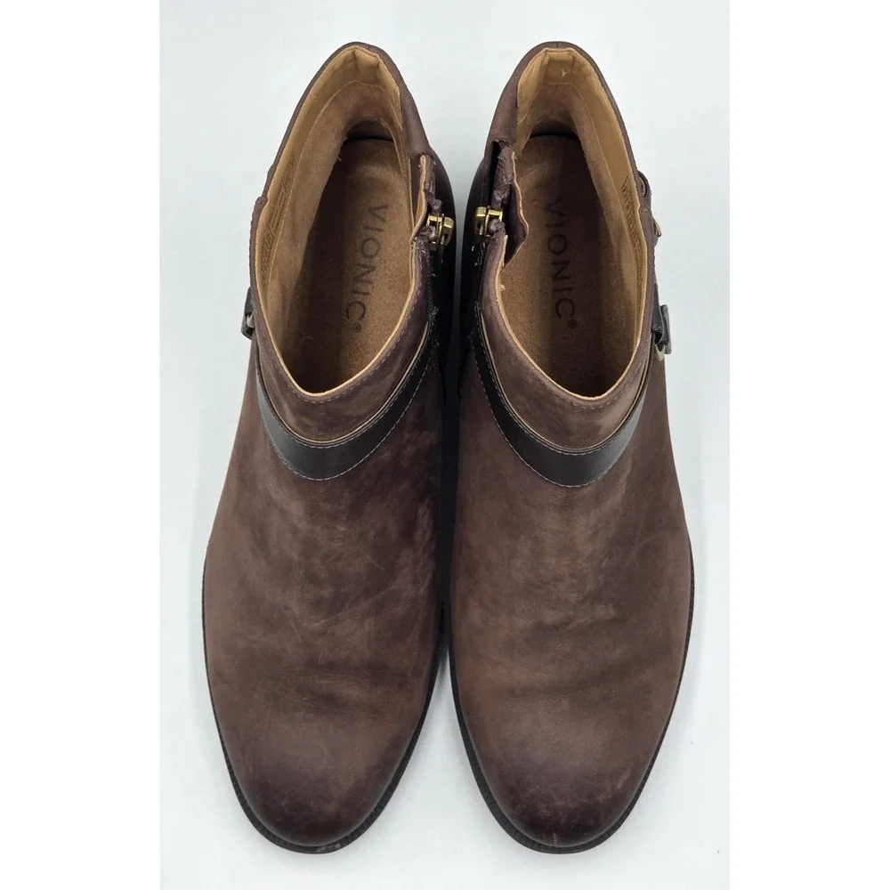 Vionic Rhiannon Women's Chocolate Oiled Nubuck Ankle Boots Size 8.5